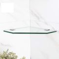Wall Mounted Glass Bathroom Shelf Modern Shower Caddy Hotel Rack Corner Frame Toilet Diamond Shape Storage Basket Tripod Organiser Holder for Shampoo Glass corner shelve12x12inch. 