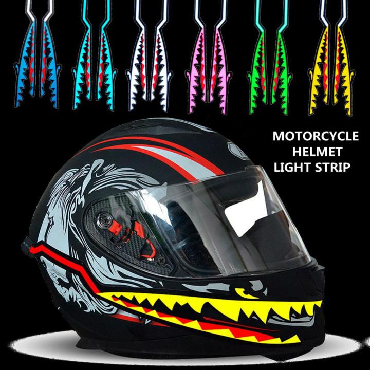Waterproof Motorcycle Helmet Shark Mouth Light Strip LED Night