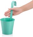 2 PCS Hanging Flower Pots, Plant Hanger Metal Iron Flower Holders Bucket Railing Hanging Planters for Indoor Outdoor Balcony Garden Planter Wall Fence with Detachable Hook Home Décor, Robust Hanging Pot with Hook. 