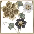 Metal Gold and Black Flower Wall Art Decor, Iron Hand Painted Flower Leaf Wall Hanging Ornament, Behind Bed Wall Decor ​for Home Office Bedroom Livingroom Entrance Wall. 