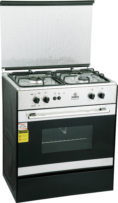 Indus 3 Burner Gas Cooking Range With Glass Top IGT-340 - Black & Silver