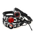 Shippuden Eye Bracelet Men Anime Uchiha Blood Chakra Eye Kaleidoscope Glass Button Black Weave Leather Bracelet Fashion Jewelry. 