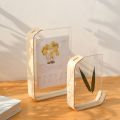 6-inch Original Wood Color Acrylic Photo Frame Transparent Solid Wooden Desktop Ornaments Herbarium Display DIY Gifts Home Decor. 