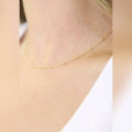 Women Gold Bead Chain Necklace, Solid Gold Chain Necklace, Unique Gold Chain Necklace, Gold Chain Beaded Necklace For Women & Girls. 