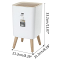 Dustbin High Foot with Lid Large Capacity Press Type Waste Bin Garbage Container Plastic Trash Can Cleaning. 