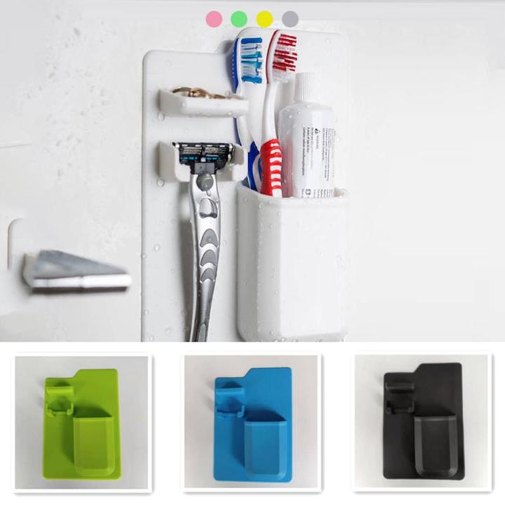Shaver Shelf Bathroom Organizer Portable Multifunction Toothbrush Holder Toothpaste Rack Wall Mounted Silicone 21.5*14.5*4cm