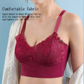Red underwear Seamless bra lace bra women underwear plus size bra fixed cup No Steel Ring anti-sagging thin bra push up bra gathered bra soft bra. 