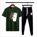 olive green printed summer tracksuit for men & boys. 