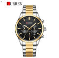 CURREN Chronograph Luminous Stainless Steel Chain Wrist Watch For Men With Brand Bag -8446. 