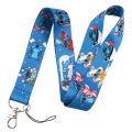 Blue Alien Stitch Bank Card Phone Strap Neck Strap ID Card Keychain Phone Lanyard Stitch Lanyard Card Holder Badge Holder. 