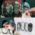 Foldable Jewellry Organizer Box with Mirror | Ear Rings & Necklace Hanging Holder | Jewelry Box Vanity Hanger Stand. 