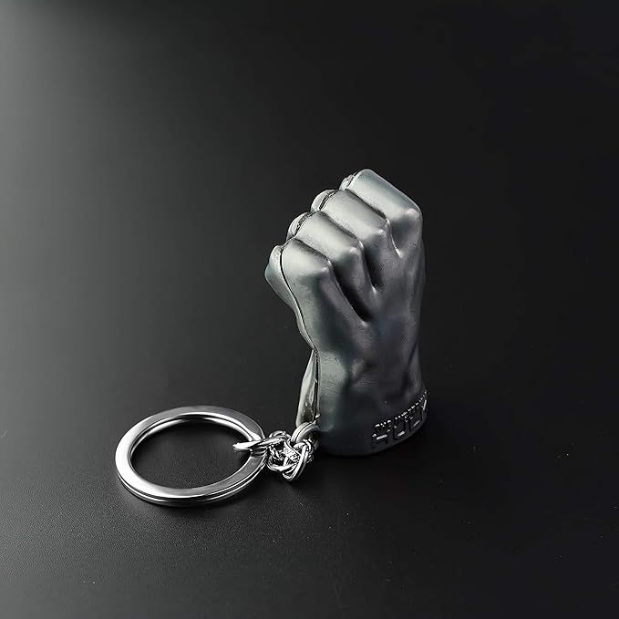 Hulk Fist Keychain - Avengers Super Hero Hulk Hand Fist Punch Silver Key Chain Ring For Fans