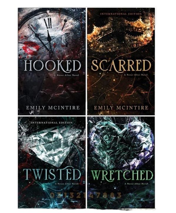 Never After Series 4 Books Collection Set by Emily McIntire Hooked, Scarred, Wretched, Twisted