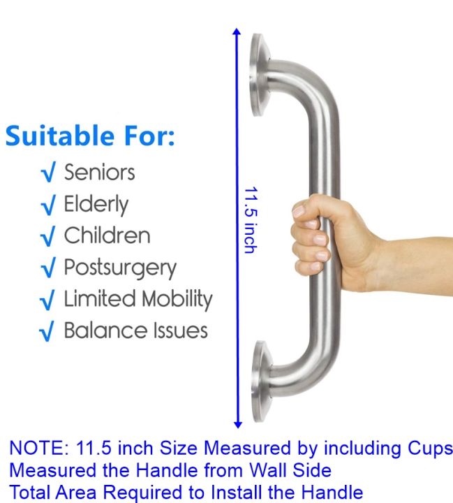 Bathroom Stainless Steel Handrail - Mobility & Disability Safety Handle Grab Bar - 1 Piece
