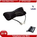 30FT Landline Telephone Set Extension Cord Cable, Landline Phone Line Wire with RJ11 6P4C Plugs, Includes Cable Clips - Black. 