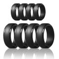 2Pcs 8Mm Black Men Silicone Cool Rings Women Rubber Wedding Ring Environmental Sports Ring- 7 & 8. 