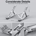 Portable Foldable Laptop Stand – Adjustable Aluminum Metal Stand with Anti-Slip Rubber Grips Ergonomic Folding Laptop Holder for MacBook Dell HP Lenovo Asus | Lightweight Durable Laptop Stand for All Sizes Adjustable Height for Comfortable View. 