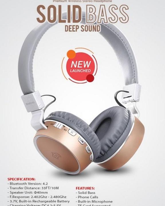 B-999 Rich Sound Super Bass Quality Wireless Headphone Gold & Grey
