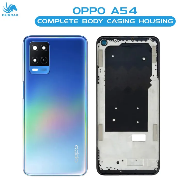Oppo A54 Housing Middle Frame With Side Button and Camera Lens Complete Body Casing Replacement For A54 - Blue