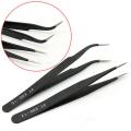 Professional Eyelash Extension 2 Pcs Tweezers Set Straight and Curved Pointed Tips Tweezer Beauty Tools. 