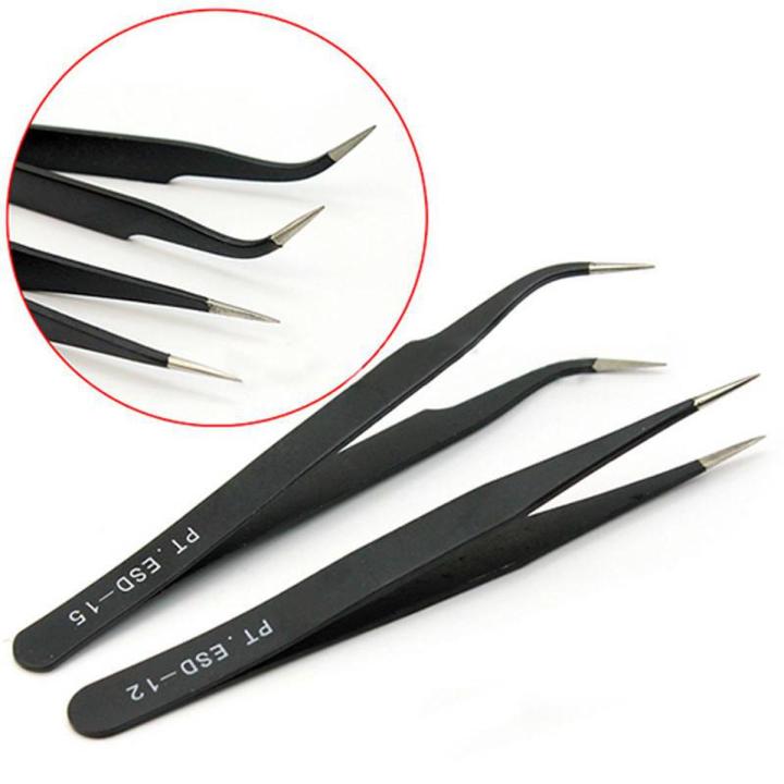 Professional Eyelash Extension 2 Pcs Tweezers Set Straight and Curved Pointed Tips Tweezer Beauty Tools