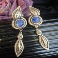 [ New ][ Nange Middle Ancient ]vintage Retro Royal Court Style All-Matching   Pure Copper Leaf Jelly Colored Glaze Two-Color Ear Studs. 
