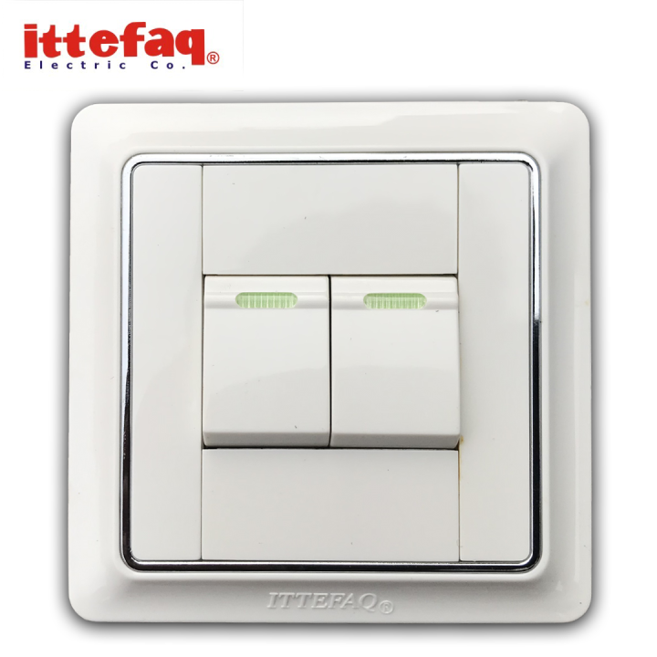 Ittefaq 2 gang switch plate Wall Socket Plate China Fitting Light Plug- 250 Volts / 15 Amp High Quality