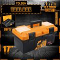 Tolsen Industrial Tool Box (420x230x190mm) Ergonomic Design With 2 Small Components Box (Empty). 
