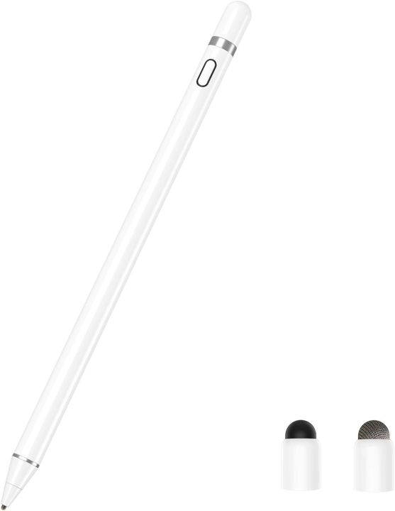 Stylus Pen for Ap ple i pad, Active Stylus Zspeed Rechargeable Fine Tip Stylus Compatible with All Ap ple iPad/ iP hone/iPa d Pro/iPhone X, Android Windows Capacitive Touchscreen Phone & Tablet (White)