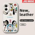 JIUMOO For OPPO A96 A76 A36 Case Cartoon Oil Doraemon Thin Leather Soft Full Lens Back Cover Camera Protect Cases Shockproof Casing. 