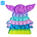Rainbow Star Wars Jedi Baby Yoda Pop It Silicone Toy. 