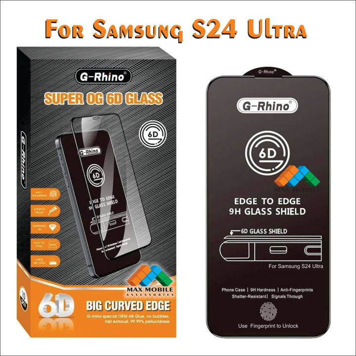 Samsung S24 Ultra Screen Protector  G-Rhino Super OG 6D Glass Fingerprint Working Smooth high Transparent Tempered Glass
