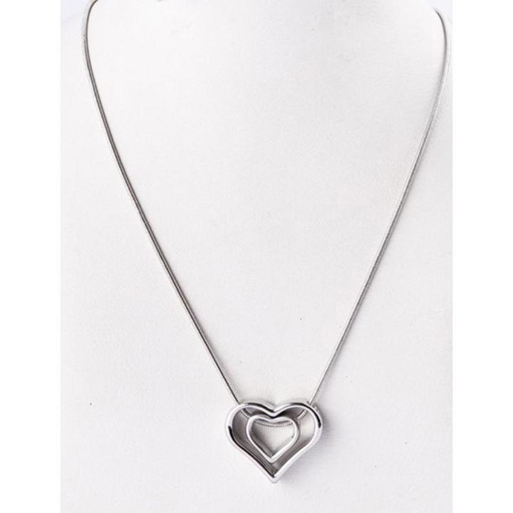 Stainless Steel Double Heart Locket For Women - Silver