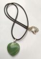 Heart Shape Green Aventurine Stone Green Crystal Pendant Natural Healing Gemstone Bead Necklace Jewelry 25mm. 