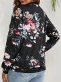 Women Fashion Floral Printed Jacket Coats Casual V Neck Full Long Sleeve Outerwear Tops Ladies Chic Stylish Coat. 