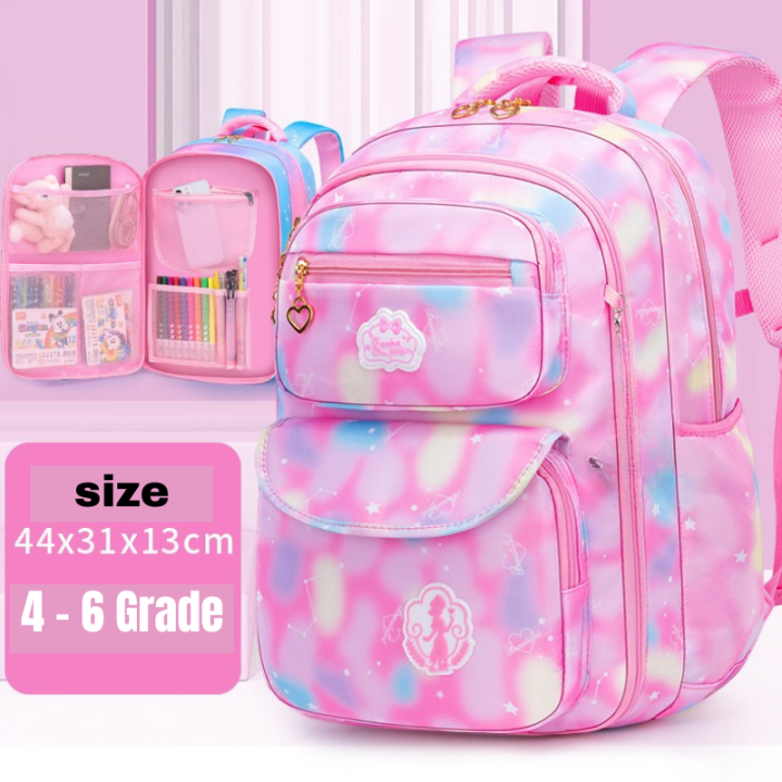 New Gradient Backpack For Girls Pink School Bags Kids For Grade 4 to 6