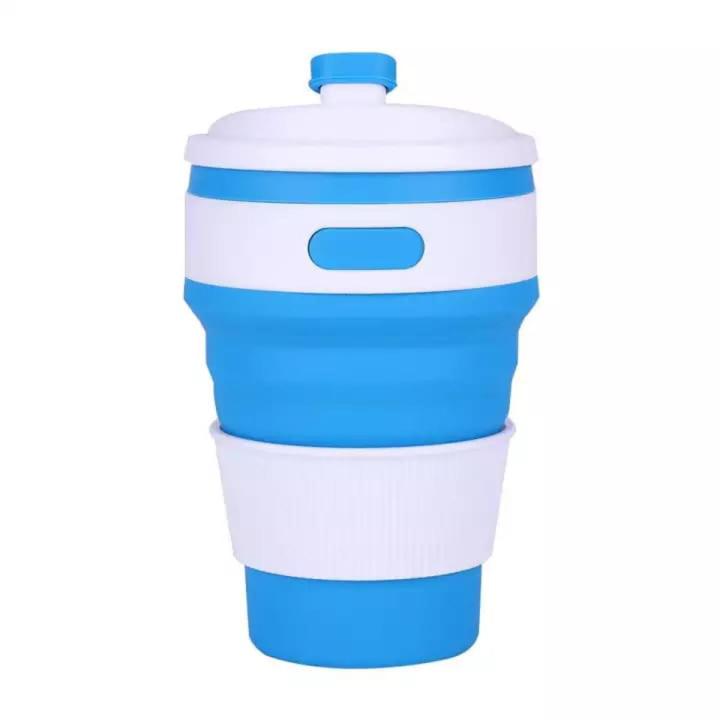 Portable Coffee Cup Collapsible BPA Free Food-Grade Silicone Pocket-Sized Travel Mug With Lid - 350ml