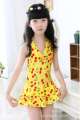 Korean version of children's one-piece bikini, cherry patterned skirt style for older children, skin friendly, comfortable, and high elastic swimsuit. 