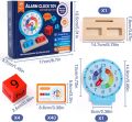 Wooden Kids Time Teaching Clock Set with Moveable Hands, 40 Activity Cards and 4 Dice | Montessori Learning Toy for Ages 3+ | Non-Toxic Paint, Smooth Edges, Portable Size | Home and Classroom Analog Time Practice Gift. 