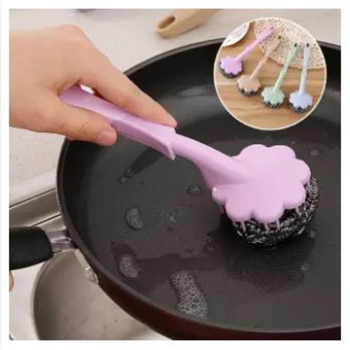 Stainless Steel Wire Ball Brush Jona dish washer tools Pot, Pan, Dish, Bowl Scrubber Cleaner with Plastic Handle