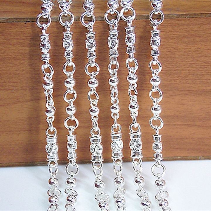 JL066 imitation platinum men's necklace manufacturers wholesale 4mm zinc alloy silver-plated color-preserving necklace jewelry Buddha beads