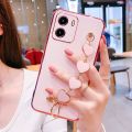 Maitus for Vivo Y15s Back Cover with Bracelet Chain Love Heart Lanyard Fashion 6D Plating Shiny Girls Cases Soft Silicone Mobile Phone Protective Case. 