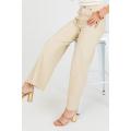 Beige Wide Leg High Waist Calf Lenght Denim Jeans | Export Quality | ZRANZIE. 