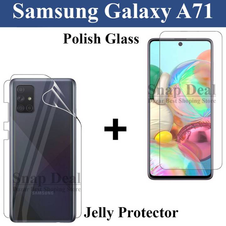 Samsung Galaxy A71 Tempered Glass Screen Protector Polish Glass  + Back Clear Jelly Protector Soft Film Protection Hydrogel Film Protector For Samsung Galaxy A71