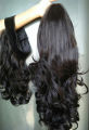 Full head hair extensions with separate front bangs-natural black. 