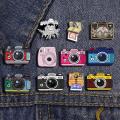 11 Styles Cartoon Camera Lapel Pins Photography Lovers Enamel Brooch Backpack Badges Gifts for Friends Clothing Accessories. 