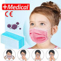 Disposable  Face Mask Light Pink 3 Protective Layers, Nose Pin Cover Pack of 25pcs For Kids. 