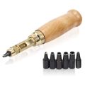 BRADOO-6Pcs Screw Hole Punch Leather Bookbinding Tool,Paper Punch,Craft Punches,6 Tips 1.5M 2mm 2.5mm 3mm 3.5M 4mm. 