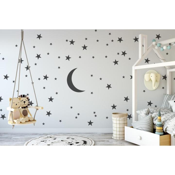WallsArtstore Moon and Stars Wall Art Stickers  Nursery Wall Stickers Pack of 100 Stars and Moon Stickers