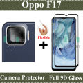 Oppo F17 Full Black 9D5D6D10D11D21D Tempered Glass Screen Protector Full Glue Edge To Edge + Back Camera 9H Gorilla Flexible Protector For Oppo F17. 